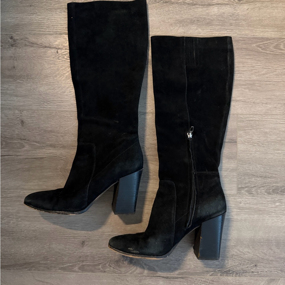 Dolce Vita Black Suede Over-the-Knee Block Heel Boots